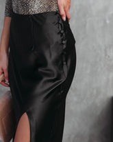 Eliana Satin Slit Maxi Skirt - Black - SALE